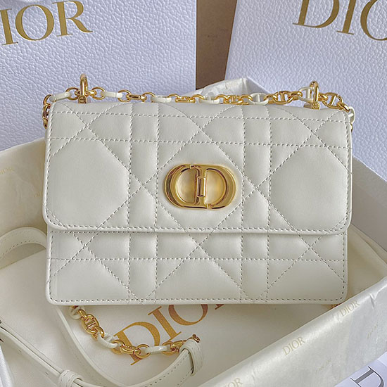 Μίνι τσάντα Miss Dior Caro λευκή D6553