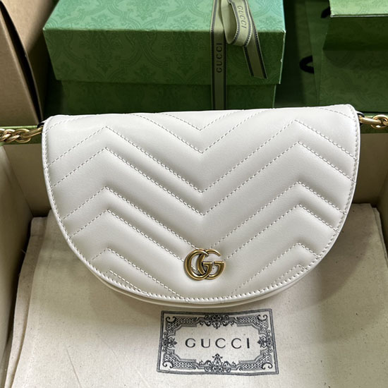 Μίνι τσάντα με αλυσίδα Matelasse Gucci Gg Marmont λευκή 746431