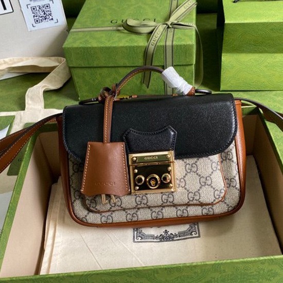 Μίνι τσάντα με λουκέτο Gucci μαύρη 658487