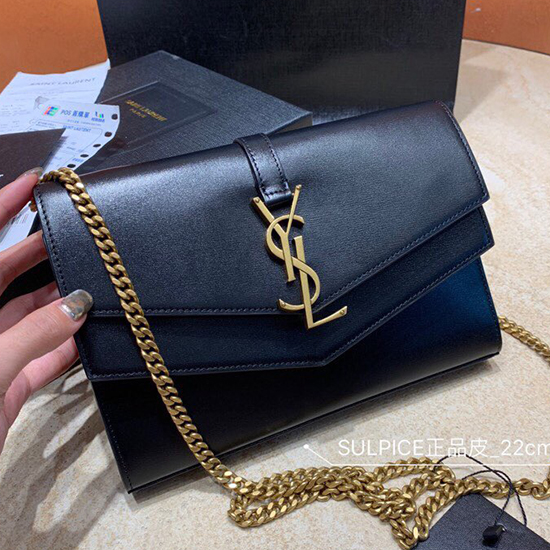 Πορτοφόλι Saint Laurent Sulpice αλυσίδα μαύρο 554763