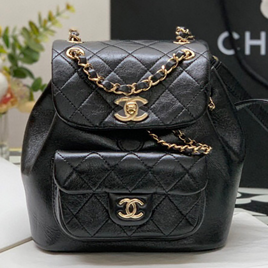 Σακίδιο πλάτης από δέρμα μοσχαριού Chanel μαύρο As2908