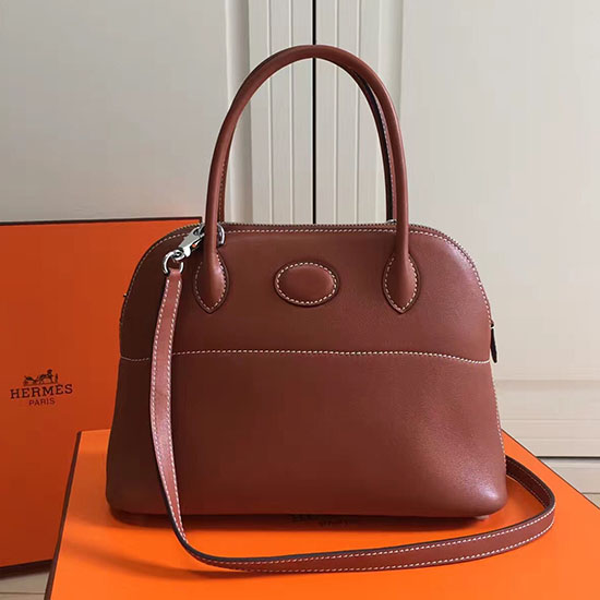 Τσάντα Hermes Bolide 27 από δέρμα καφέ Swift Hb2701