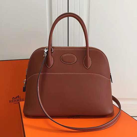 Τσάντα Hermes Bolide 31 από δέρμα καφέ Swift Hb3101