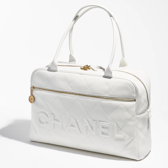 Τσάντα μπόουλινγκ Chanel Maxi λευκή As3718