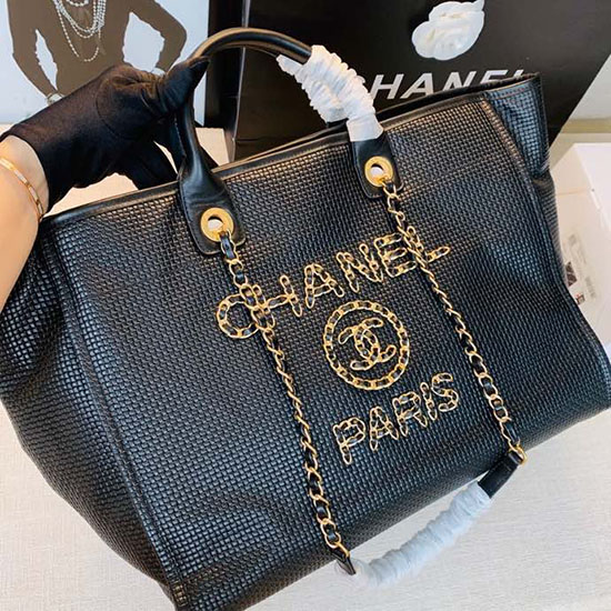 Τσάντα τσάντα από δέρμα μοσχαριού Chanel μαύρο A13103