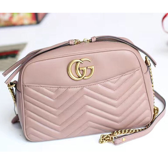 Τσάντα ώμου Gucci Gg Marmont Matelasse ανοιχτό ροζ 443499