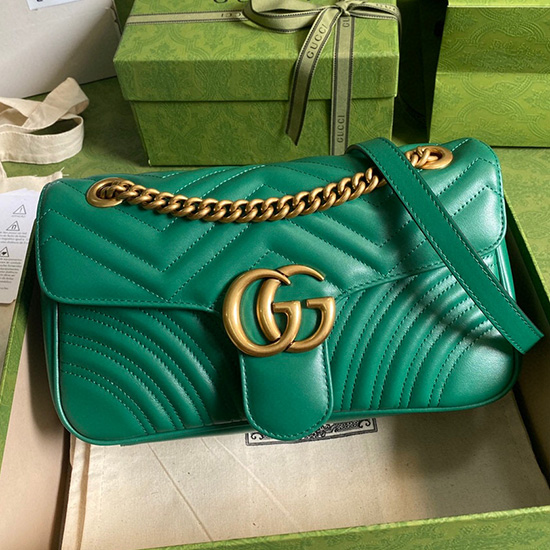 Τσάντα ώμου Gucci Gg Marmont Matelasse πράσινη 443497