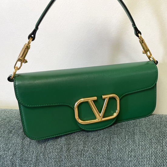 Τσάντα ώμου Valentino Loco Calfskin πράσινη V1133l