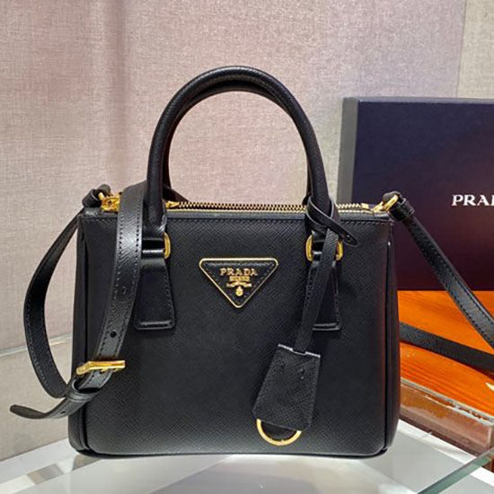 δερμάτινη μίνι τσάντα Prada Galleria Saffiano μαύρη 1ba906