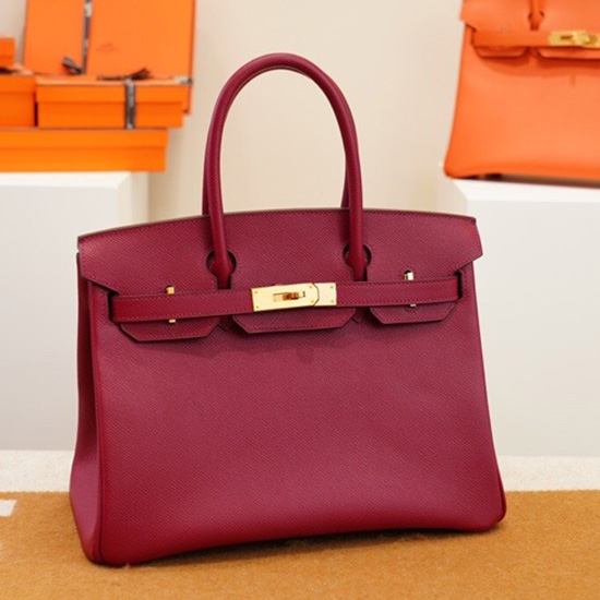 δερμάτινη τσάντα μπιρκίν Hermes Epsom μπορντό Hb253035