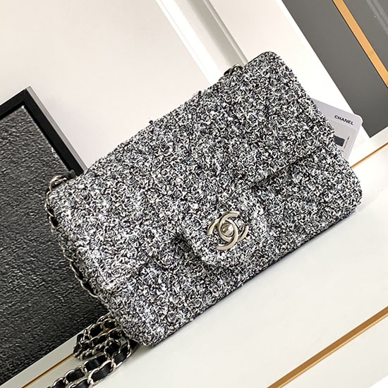 κλασική μικρή Chanel Tweed Flap Bag A01116