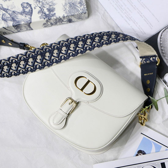 μεσαίο Dior Box Cafskin Bobby Bag λευκό M9319