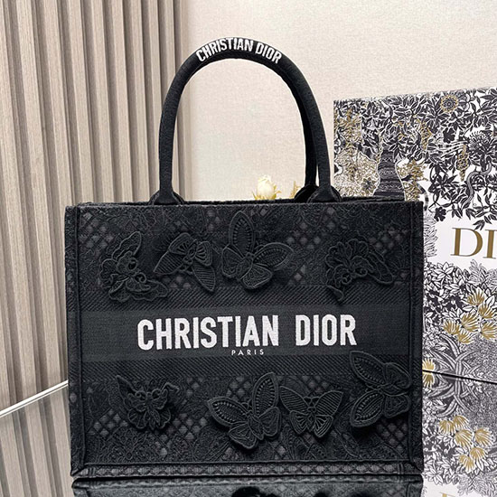 μεσαίο βιβλίο Dior Tote μαύρη πεταλούδα M1286