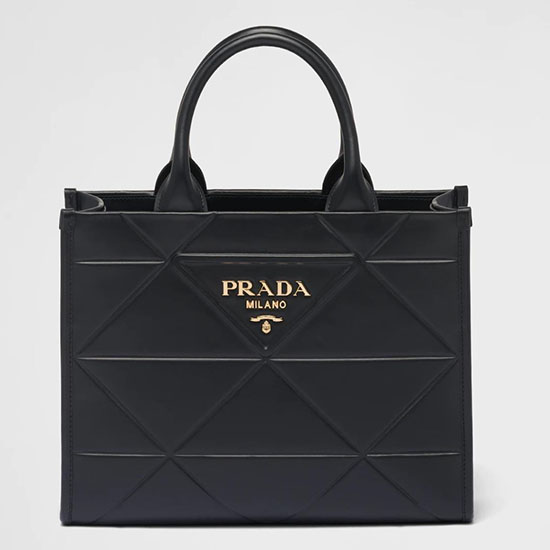 μικρή δερμάτινη τσάντα συμβόλων Prada μαύρη 1ba379