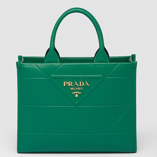 μικρή δερμάτινη τσάντα σύμβολο Prada πράσινη 1ba379