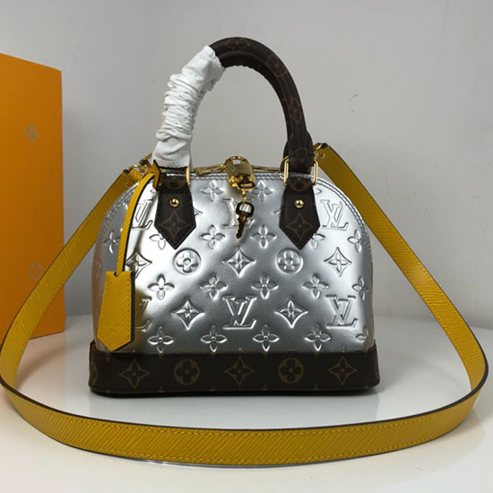 μονόγραμμα Louis Vuitton Vernis Alma Bb ασημί M44389