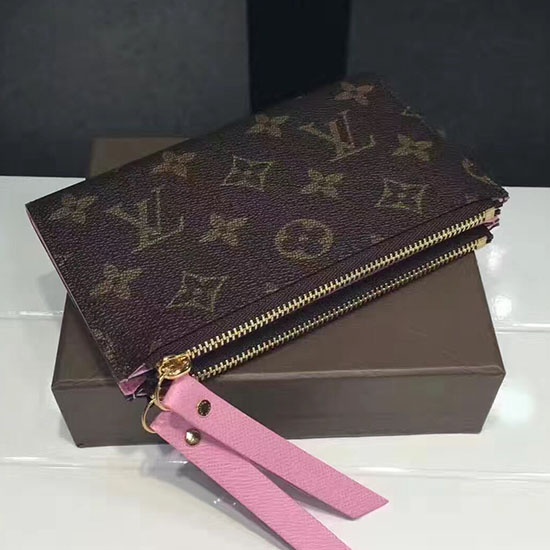 μονόγραμμα Louis Vuitton καμβάς Adele Compact πορτοφόλι ροζ M61271