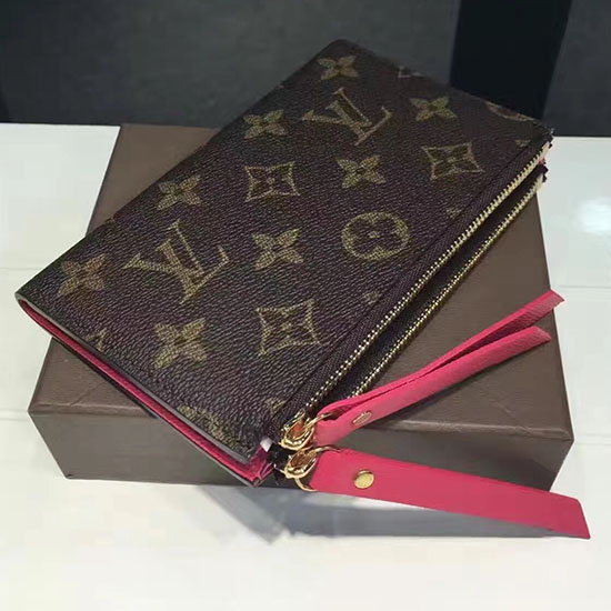 μονόγραμμα Louis Vuitton καμβάς Adele Compact πορτοφόλι ροζ M61271