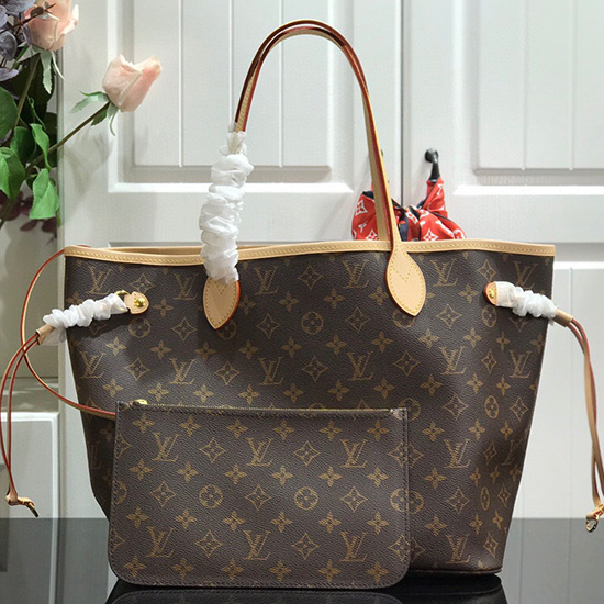 μονόγραμμα καμβάς Louis Vuitton Neverfull Mm μπεζ M41178