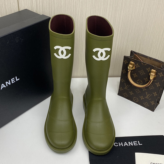 μπότες Chanel Wellington χακί Cs02171