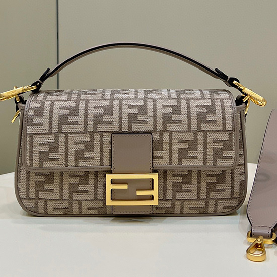 υφασμάτινη τσάντα ταπισερί Baguette Fendi μπεζ F8579