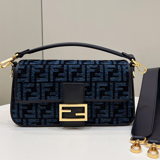 υφασμάτινη τσάντα ταπισερί Baguette Fendi μπλε F8579