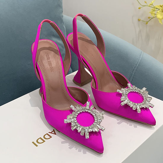 Amina Muaddi Satin Begum Slingback Pumps AB02