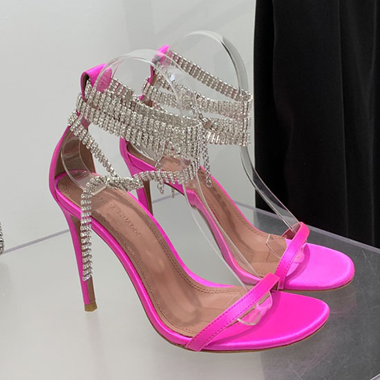 Amina Muaddi Satin Giorgia Crystal Embellished Sandals AG02