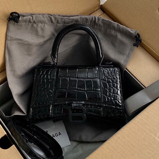 Balenciaga croc-effect leather Hourglass Top Handle Bag B59356B2