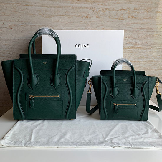 Celine Luggage Bag in Drummed Calfskin Green CE0805