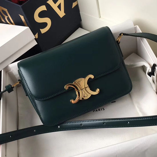 Celine Medium Triomphe Bag in Shiny Calfskin Amazone C03081