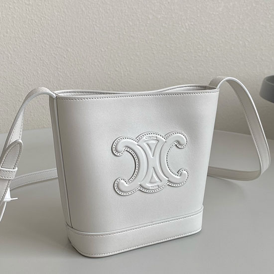 Celine Mini Bucket Cuir Triomphe White C35301