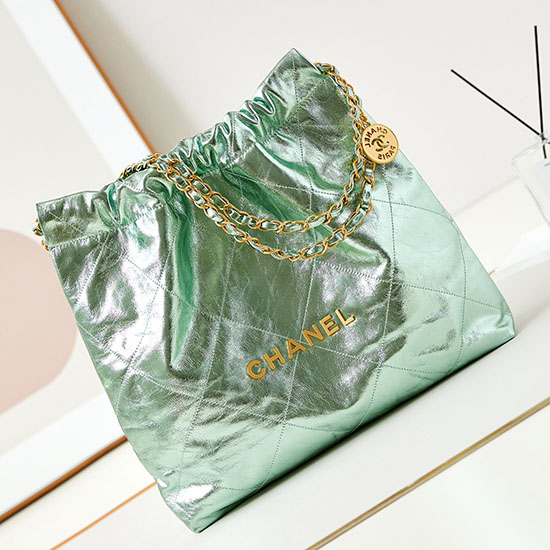 Chanel 22 Handbag AS3261 Metallic Green