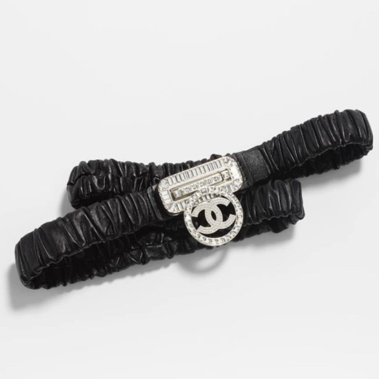 Chanel Belt Black with Silver AA8931