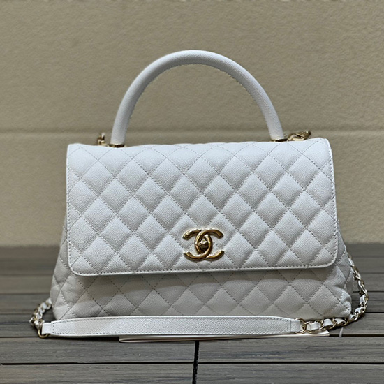 Chanel Flap Bag with Top Handle White A92991