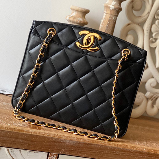 Chanel Lambskin Shoulder Bag Black A98