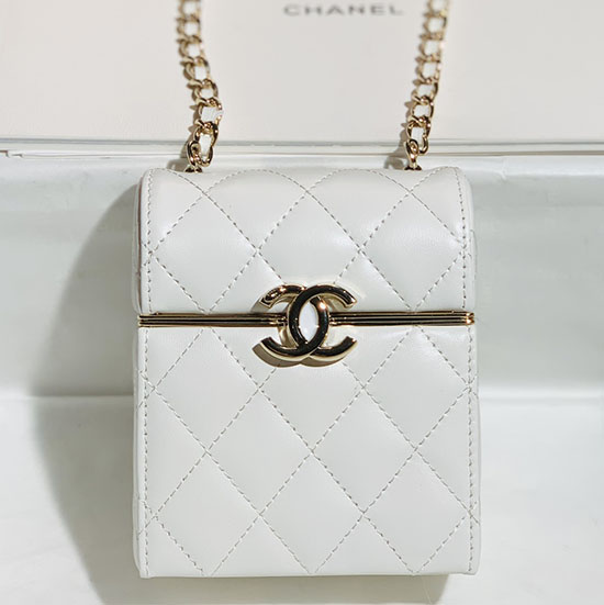 Chanel Small CC Box Bag with Chain White AS03241