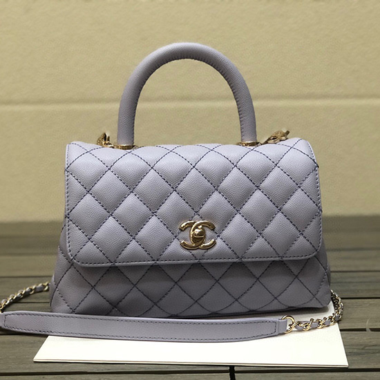 Chanel Small Flap Bag with Top Handle Purple A92990