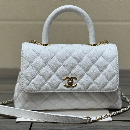 Chanel Small Flap Bag with Top Handle White A92990