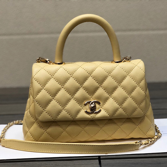 Chanel Small Flap Bag with Top Handle Yellow A92990