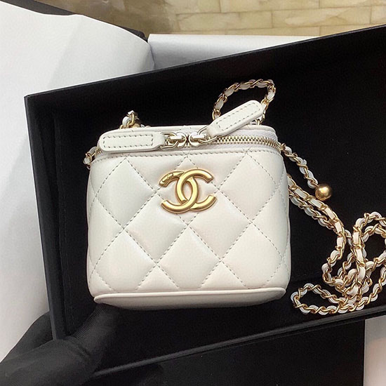 Chanel Small Vanity With Chain White AP2292