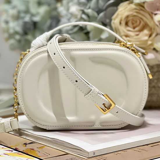 Dior CD Signature Oval Camera Bag White S2201