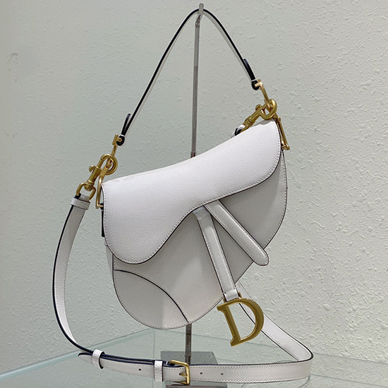 Dior Saddle Bag with Strap White M0455