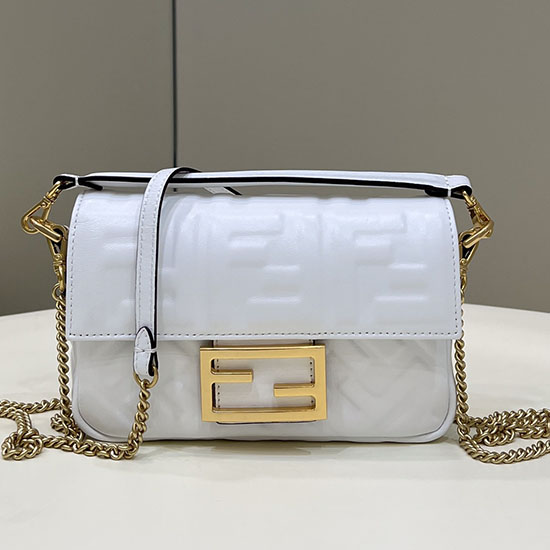 Fendi Baguette Mini leather bag White F0191S