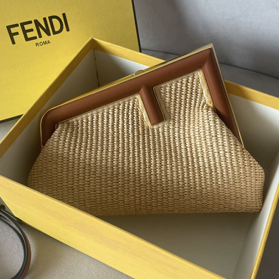 Fendi First Small Natural straw bag C129