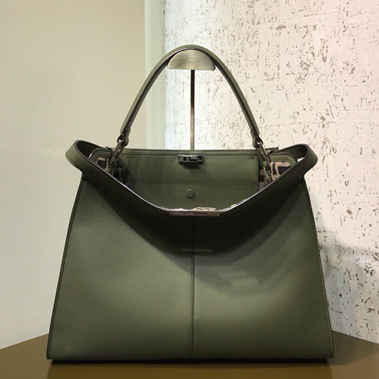 Fendi Soft Calfskin Peekaboo X-LITE Bag Green F83042