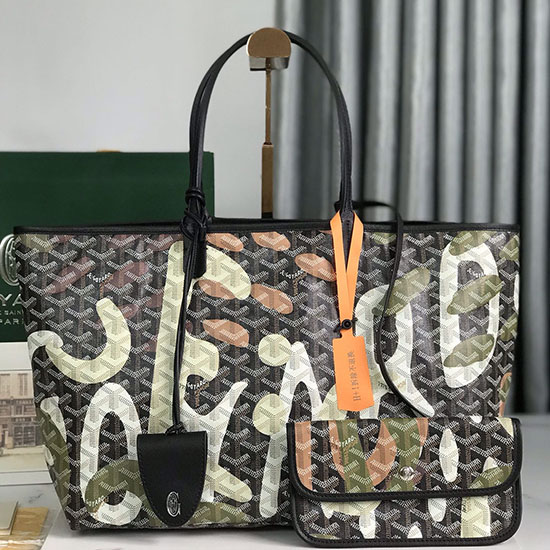 Goyard Saint Louis Tote with Print Black G6001