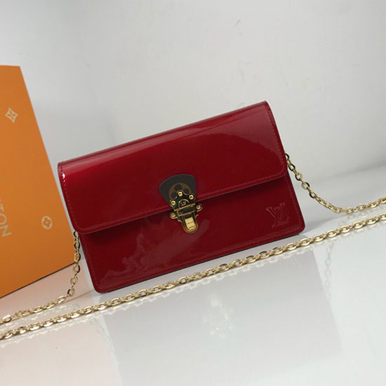 Louis Vuitton Cherrywood Chain Wallet Red M63306