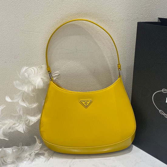 Prada Cleo Brushed Leather Shoulder Bag Yellow 1BC499