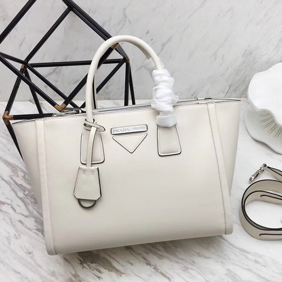 Prada Concept Leather Handbag White 1BA183